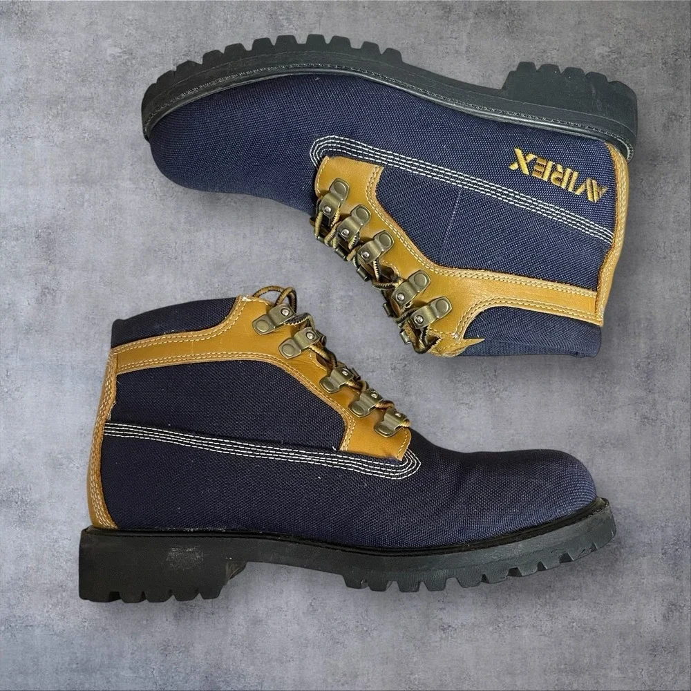 Vintage Avirex Lace Up Chukka Boots Mens‎ 8 Y2K Grunge Hip Hop Leather Canvas